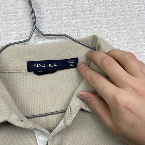 Nautica Blue Sail XL Mens Striped Long Sleeve Rugby Polo Shirt Color Block - Picture 5 of 12